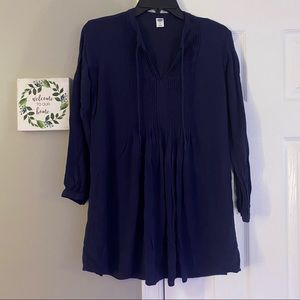 Old Navy Boho Peasant Blouse Tunic Shirt Small Navy Blue Top